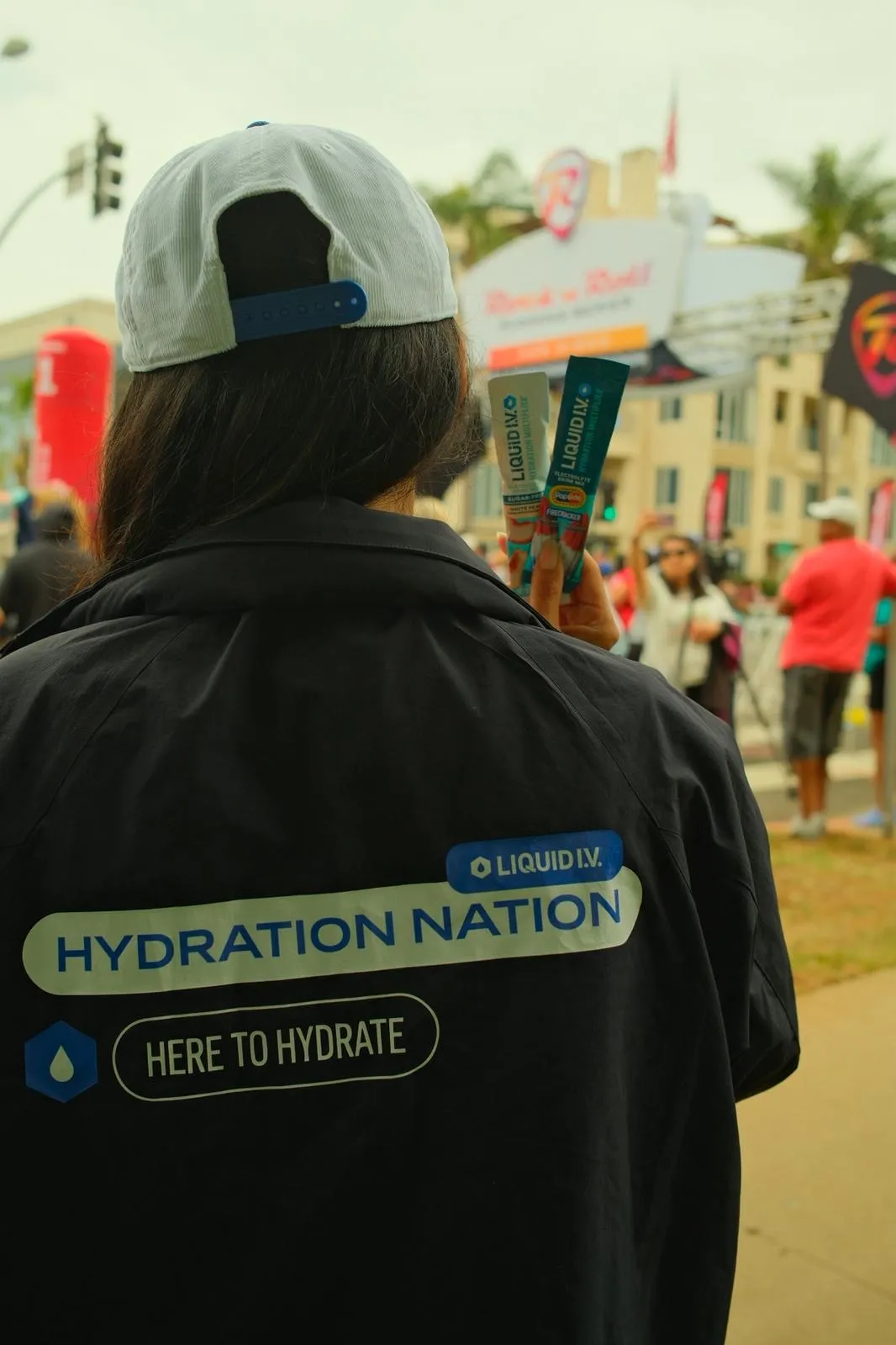Fan refilling at the Liquid I.V. Hydratruck